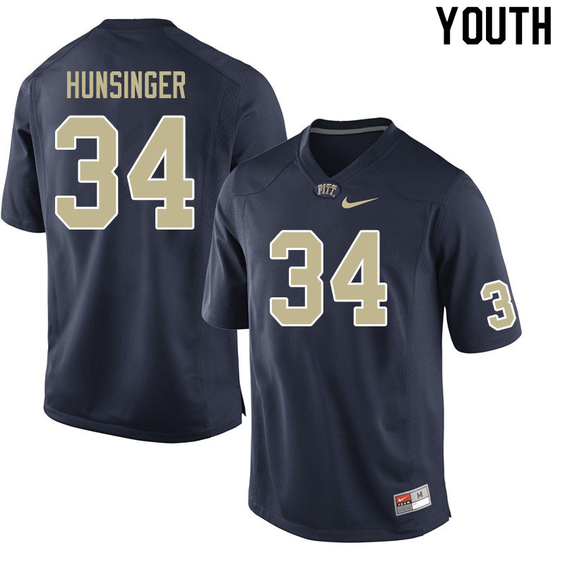 Youth #34 Jacob Hunsinger Pitt Panthers College Football Jerseys Sale-Navy